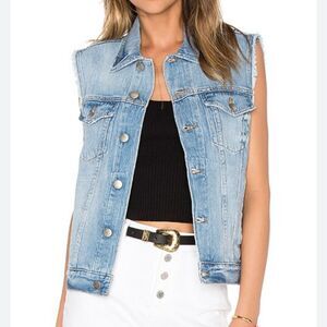 Frame Denim Blue Riddle Sleeveless Vest Jacket NEW Small Luxury USA